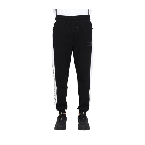 Pantalone Uomo con fascia laterale Nero bianco EA7 Emporio Armani- Francavilla Moda